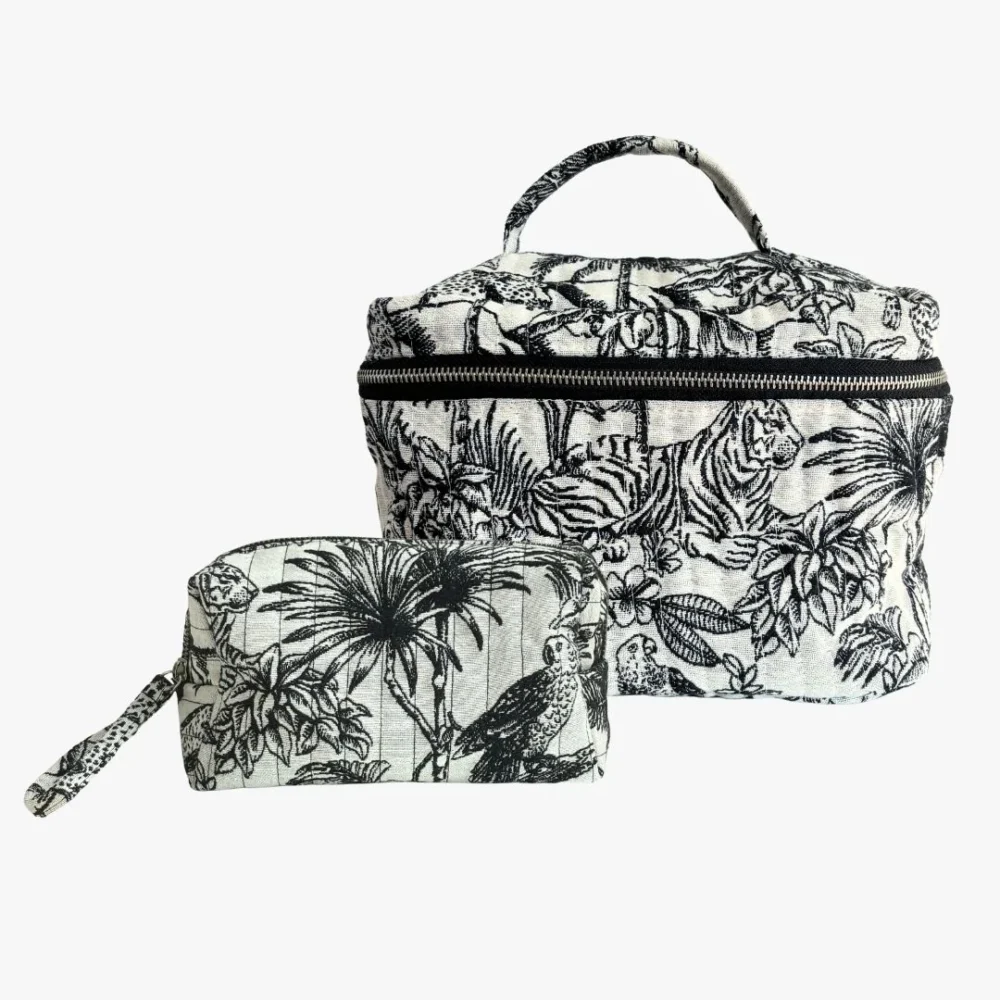 KHUS Tropics In Black And White Vanity & Pouch Set